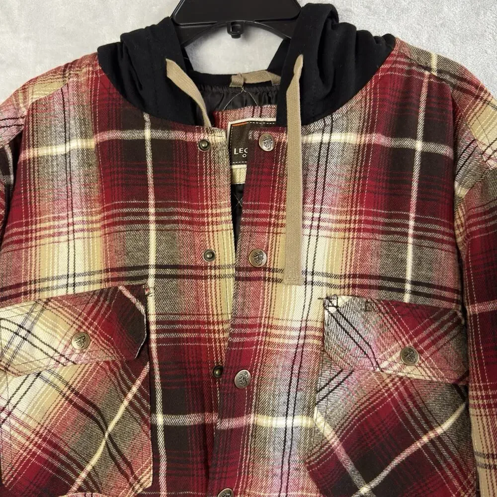 Legendary Whitetails Men’s XL Plaid Hooded Flannel Shirt Jacket Quilted Lined